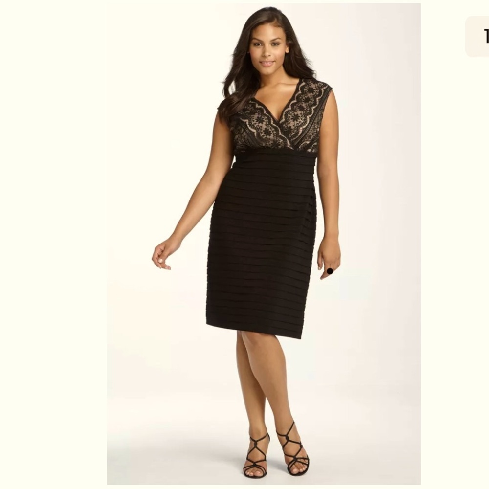 Adrianna Papell Lace Bodice Banded Dress